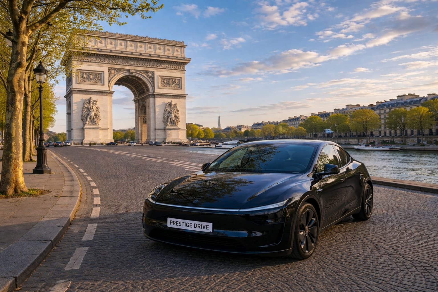 Voiture de luxe avec chauffeur professionnel pour service de transport premium